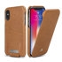 Vaja Top Flip iPhone X Premium Leather Flip Case - Tan 1