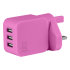 Juice 3.4A Triple USB Universal Mains Charger - Pink 1