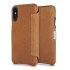 Vaja Agenda MG iPhone XS Premium Leather Flip Case - Tan 1