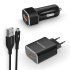 Promate 3-in-1 Charging Kit With USB-C Cable, Car Charger & EU Plug 1
