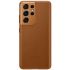 Official Samsung Genuine Brown Leather Cover Case - For Samsung Galaxy S21 Ultra 1