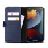 Olixar Genuine Leather Wallet Stand Navy Case - For iPhone 13 Pro Max 1