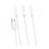 Hoco 3 In 1 Lightning, USB-C and Micro-USB White Cable 1