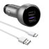 Official Huawei Silver 27.5W USB-A Dual Port Car Charger with 1m USB-C Cable 1