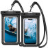 Spigen Two Pack Universal Waterproof Phone Pouches with Lanyard - Black 1
