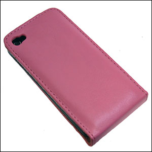 iPhone 4 Leather Flip Case - Pink