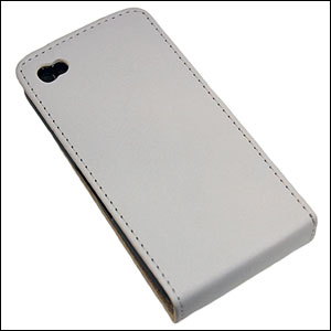 Housse en cuir Flip iPhone 4S / 4 - Blanche vue de dos
