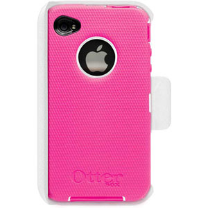 Coque iPhone 4S / 4 OtterBox Defender - série Hybride Rose / Blanche Dos