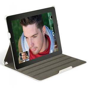 Housse iPad 2 Scosche foldIO - Carbone blanc angle de vue