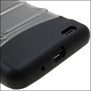 Coque Samsung Galaxy S2 rigide avec support - Noire / Transparente - Support transparent