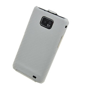 Slimline Carbon Fibre Style Flip Case for Samsung Galaxy S2 - White