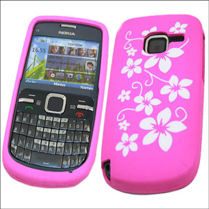 Nokia C3 Silicone Case - Pink Flowers