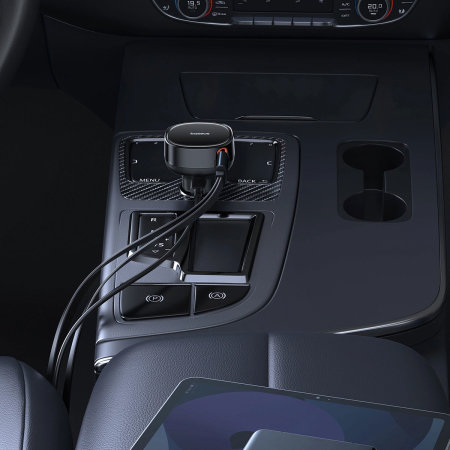 Baseus Enjoyment 60W USB-C Car Charger with Built-In Retractable USB-C & Lightning Cables
