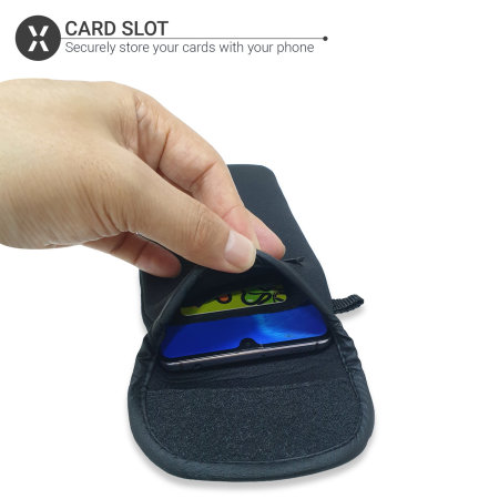Olixar Black Shock and Impact Resistant Neoprene Pouch with Card Slot - For Samsung Galaxy A55 5G