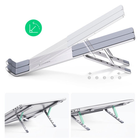 Ugreen Foldable & Adjustable Silver Laptop & Tablet Stand