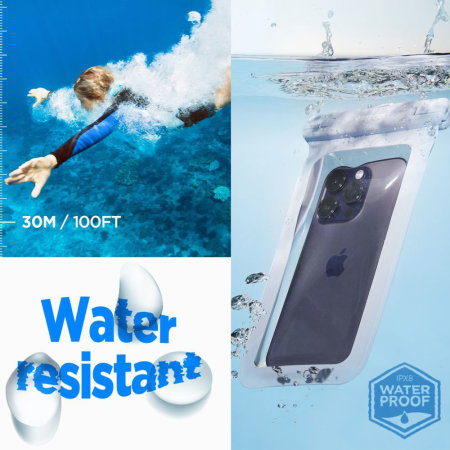 Spigen AquaShield Aqua Blue Universal Waterproof Phone Pouch with Lanyard