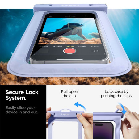 Spigen AquaShield Aqua Blue Universal Waterproof Phone Pouch with Lanyard