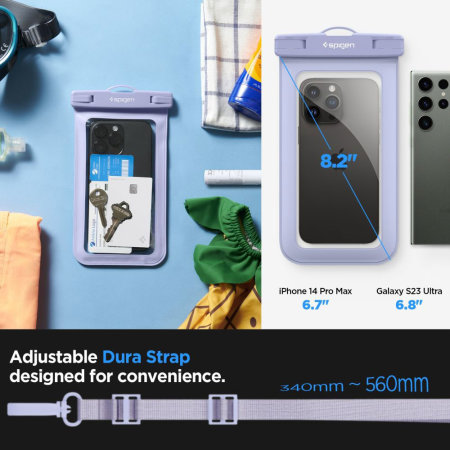 Spigen AquaShield Aqua Blue Universal Waterproof Phone Pouch with Lanyard