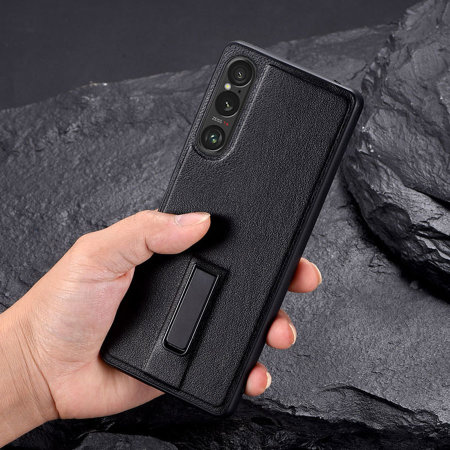 Olixar Black Eco-Leather Kickstand Case - For Sony Xperia 1 VI
