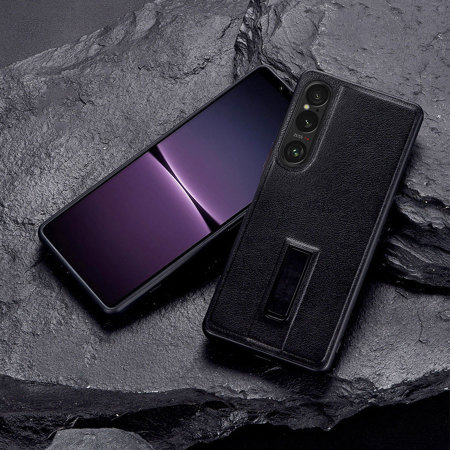 Olixar Black Eco-Leather Kickstand Case - For Sony Xperia 1 VI