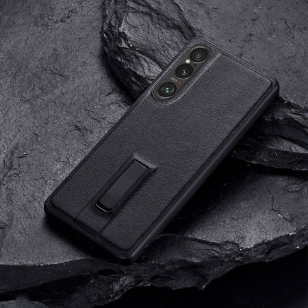 Olixar Black Eco-Leather Kickstand Case - For Sony Xperia 1 VI