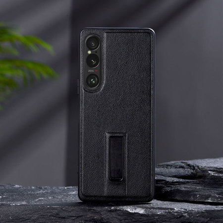 Olixar Black Eco-Leather Kickstand Case - For Sony Xperia 1 VI