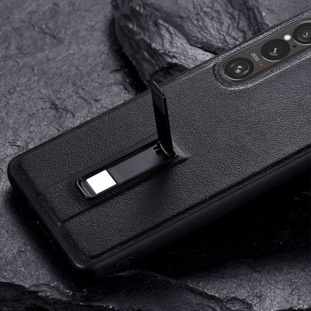Olixar Black Eco-Leather Kickstand Case - For Sony Xperia 1 VI