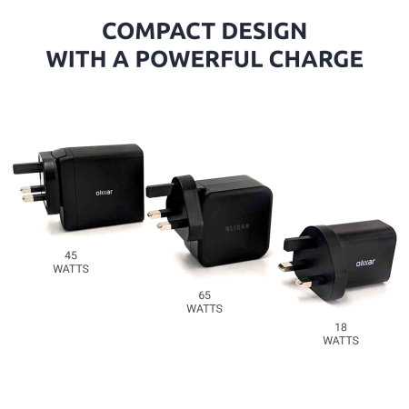 Olixar 65W Dual USB-C & USB-A Super Fast GaN Charger - For Samsung Galaxy A55 5G