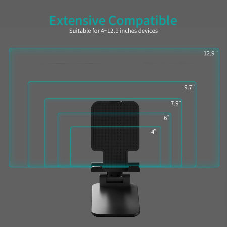 Choetech Black Foldable & Adjustable Stand - For Phones & Tablets Up to 12.9"