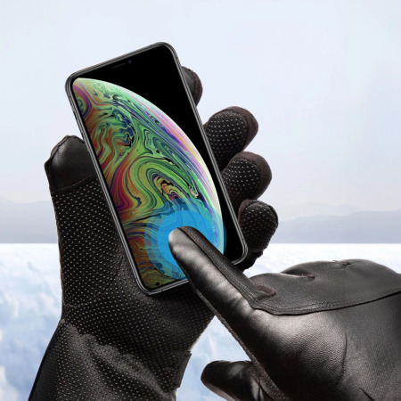 Insulated PU Leather Touchscreen Gloves with Grip - Large