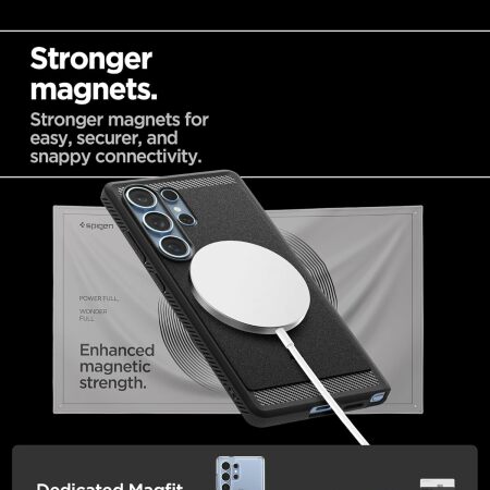 Spigen Rugged Armor MagFit Matte Black Case with MagSafe - for Samsung Galaxy S25 Ultra