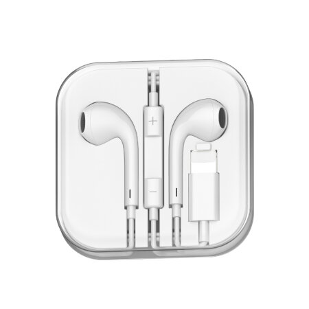 White Lightning Wired Earphones with Call / Volume Controls - for iPhones