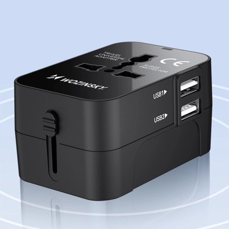 Wozinsky Universal 2 Port USB World Travel Mains Charger 45W - UK / US / EU / AUS