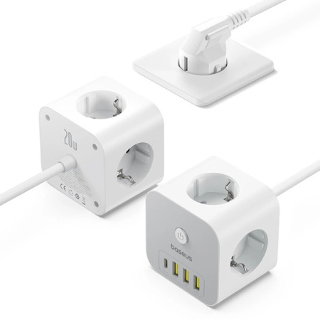Baseus PowerCombo 7 In 1 Charging Adapter -  4 Plugs & 3 Plugs - 4000W