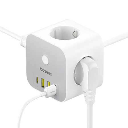 Baseus PowerCombo 7 In 1 Charging Adapter -  4 Plugs & 3 Plugs - 4000W