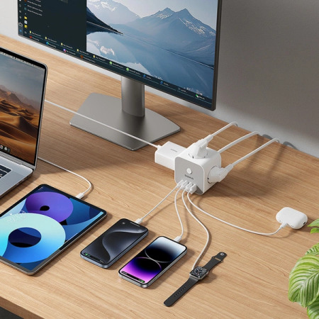 Baseus PowerCombo 7 In 1 Charging Adapter -  4 Plugs & 3 Plugs - 4000W