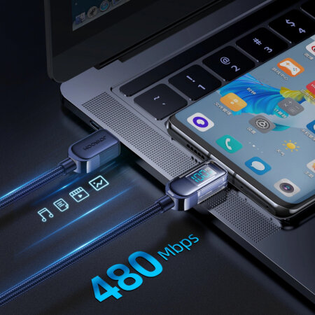 Joyroom 100W 1.2m USB-C to USB-C PD Charge & Sync Cable with LED Display