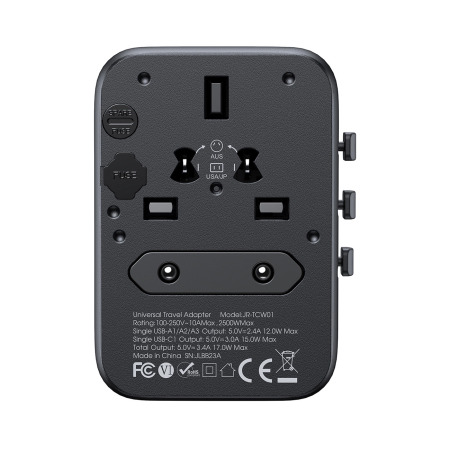 Joyroom Universal 4 Port Worldwide Travel Adapter -  EU / US / UK / JP / AU / CN