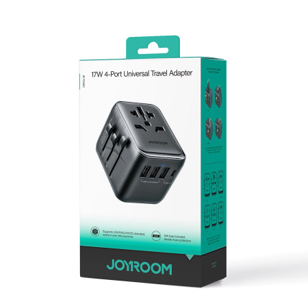 Joyroom Universal 4 Port Worldwide Travel Adapter -  EU / US / UK / JP / AU / CN