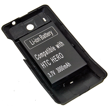 Batterie haute capacité pour HTC Hero noir avec cache batterie