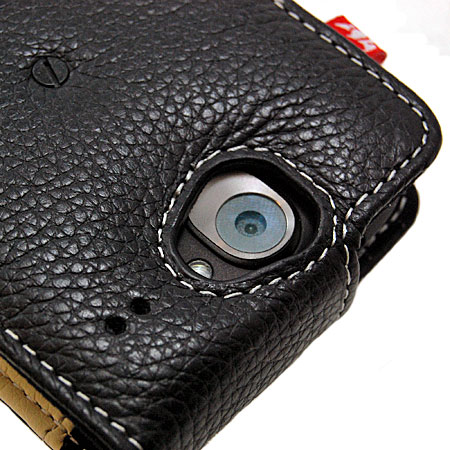 HTC Desire Alu Ledertasche Flip Design in schwarz