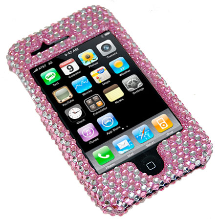 iPhone 3GS / 3G Full Diamond Protective Case - Pink Rose