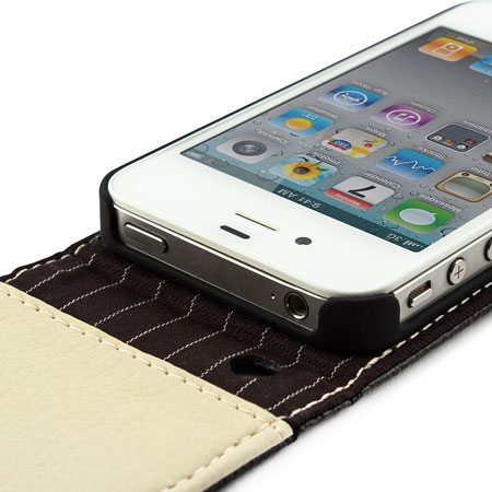 Alu-Leather Case voor iPhone 4S / 4 - Zwart