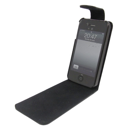 Coquee en cuir Flip iPhone 4S / 4 - Noire