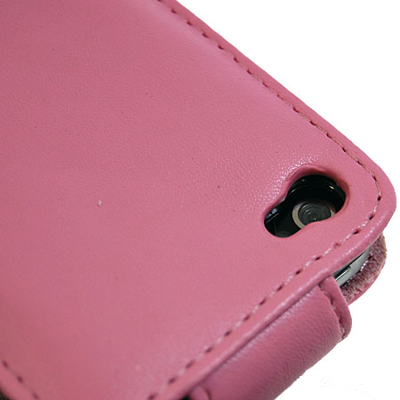 iPhone 4 Leather Flip Case - Pink