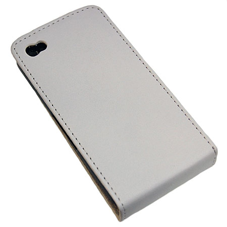 Housse en cuir Flip iPhone 4S / 4 - Blanche