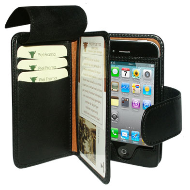 Piel Frama Leather Wallet Case for Apple iPhone 4S / 4 - Black