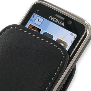 PDair Lederen Verticaal Hoesje voor Nokia C5