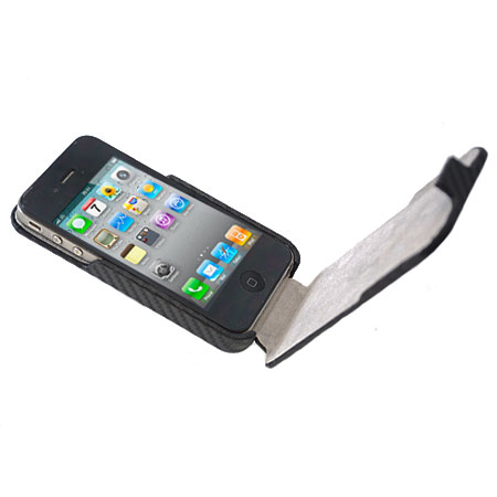 Coque iPhone 4S / 4 Flip - Fibre Carbone