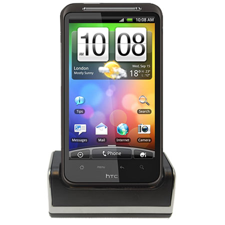 HTC Desire HD Tischladestation in Schwarz und Silber